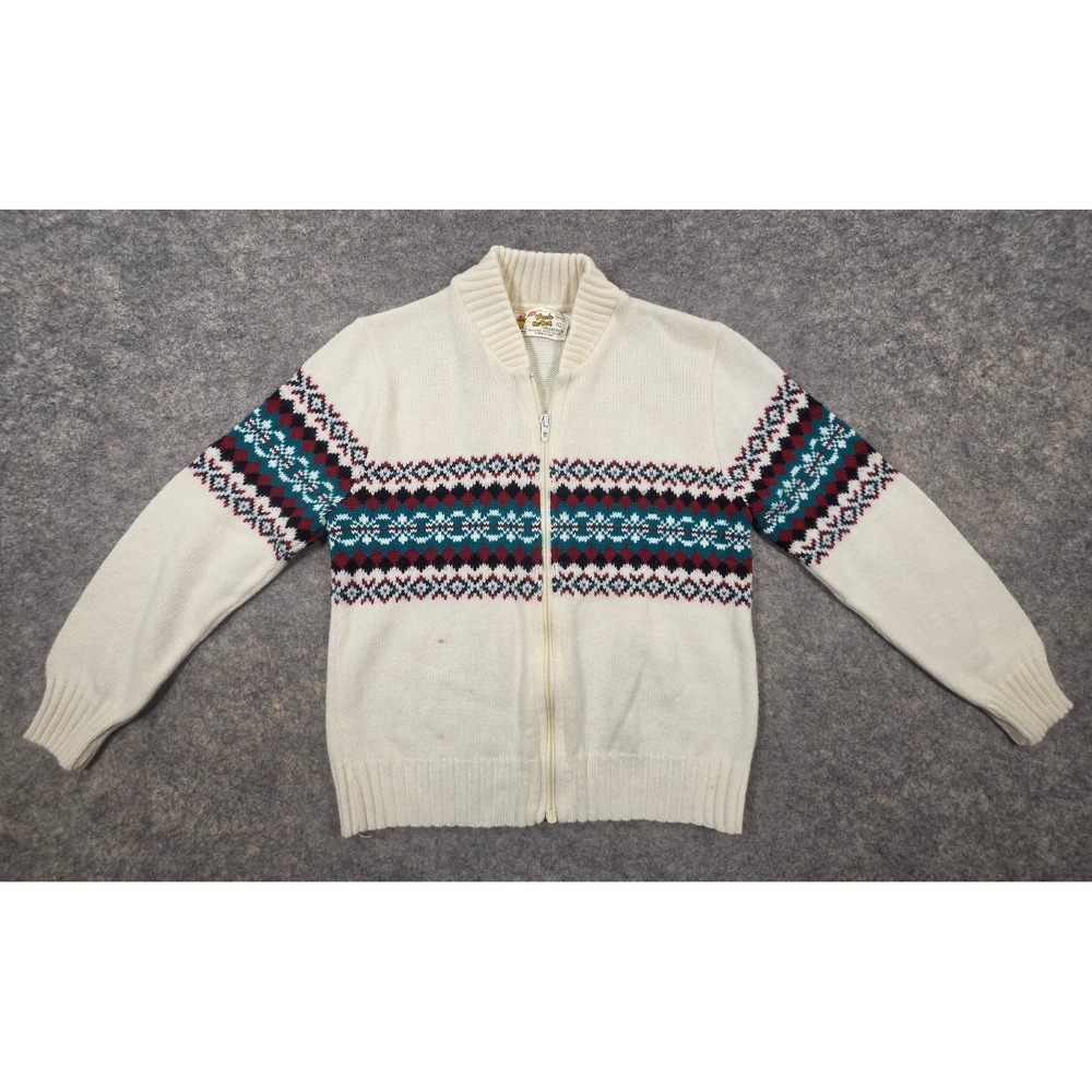 Vintage Winnie the Pooh Sears Zip Up Cardigan Sweater Kids 10 Fair Isle *Flaw*